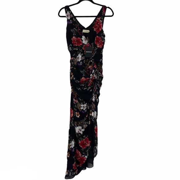 NICHOLAS Drape Front Ruched Floral Print Dress - Picture 5 of 16